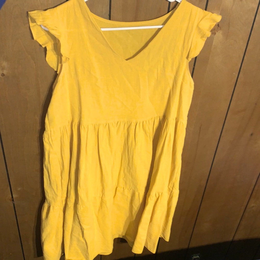 •butterfly sleeve solid smock dress